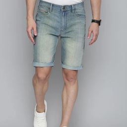 Solid Men Blue Denim Shorts-image-39