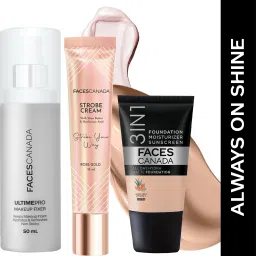 Strobe Cream (18ml) + Hydra Matte Foundation (18ml) + Makeup Fixer (50ml)| Glowy Highlighter-23