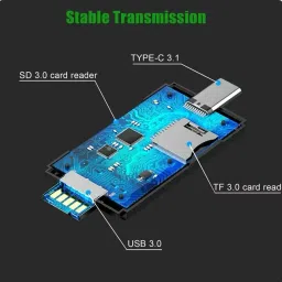 HRYFiNE 2in1 Type-C OTG Card Reader Support For Mobile,Tablet,PC,Laptop USB 3.0 and Micro OTG Memory Adapter Portable 1 Slots Card Reader Card Reader image 3