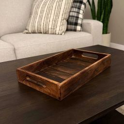 Handcrafted Wooden Incense Burning Tray – Rustic Finish for Home & Meditation Tray Serving Set-image-1