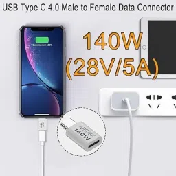 Tobo White 140W USB C Adapter 40Gbps USB Type C Male to Female Data Connector TD-1331CC Phone Converter image 2