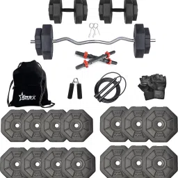 50 kg 50Kg Hexa PVC weight with 3ft Curl Rod and Accessories Home Gym Combo-19