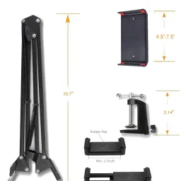 Wanzhow Overhead Tabletop Video Stand Phone Holder Metal Long Lazy Arm Bracket Tripod Tripod, Tripod Clamp, Tripod Ball Head, Monopod, Tripod Bracket image 2