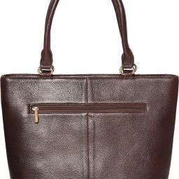 Brown Women Tote Classic Leather Handbag|Double Handle Purse|Front Zip Pocket|Adjustable Strap-image-59