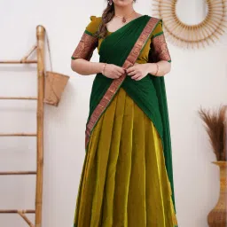 Solid Semi Stitched Lehenga Choli-image-3