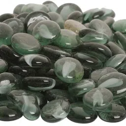 Glossy Finish Decorative Shiny Glass Pebbles For Aquarium (Leafy Green, 450 gms) Polished, Carved Round, Oval Fire Glass Pebbles-image-6