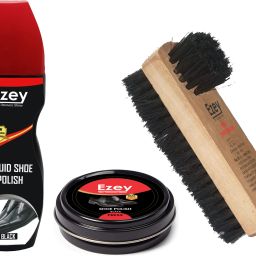 Ezey Wax Shoe Polish (Black)+Liquid Shoe Polish (Black)+Twin Shoe Brush Shoe Care Kit-image-9