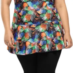 Womens Orange-Black Colour Abstract Print Nylon Plus Size Swim Suit Printed Women Swim-dress Orange Swimsuit-image-46