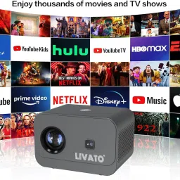 Livato Spark HD Android Projector with 5G WiFi and Bluetooth 5.0 Digital Keystone (5000 lm / 1 Speaker / Wireless / Remote Controller) Portable Projector image 2