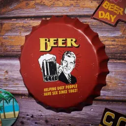 eazywagon Red Metal Beer Helping Wall Decor-picture-5