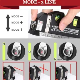 metreno Laser Measurement Tool, Horizon Vertical Measure Tape Ruler Multifunction Measuring Tape,Straight line Aligner Bubbles Leveler (Black)(1 Pc) Laser Measurement Tool Non-magnetic Line Level image 3