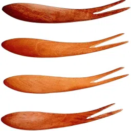 100% Pure Neem Spoons Disposable Wooden Fruit Fork Set-19
