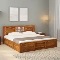mudramark from pepperfry Siramika Sheesham Wood King Size Bed In Rustic Teak Finish With Box Storage-picture-38