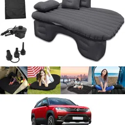 Car Inflatable Black Bed Mattress Multi-Functional With Air Pump 40 Travel Sleeping Back Seat Comfortable Outdoor Camping For BrezzaMaruti2023 Car Inflatable Bed-13