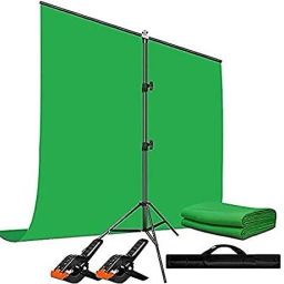 Hiffin 6X9Ft Green Screen with 6X9Ft T-Shape Background Stand Kit with 2 Clip Carry Bag Reflector-image-62