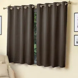 Brown Polyester Solid 5ft Blackout Eyelet 2 Pcs Window Curtains by ROSARAHOME-picture-29