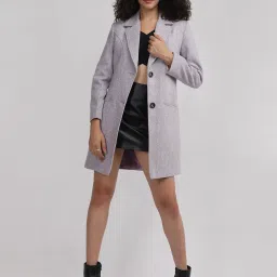 Wool Blend Checkered Coat For Women-image-48