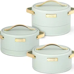 Luxura Stainless Steel Thermoware Serving Casserole Set with Lockable Lid Pack of 3 Serve Casserole Set-image-6