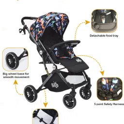 golden bee Choco Joy Baby Stroller with 5 Point Safety Harness/Reversible Handle, Food Tray Stroller image 4