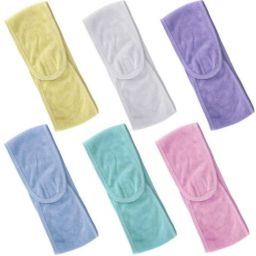 Women's Polycotton Facial Headbands, Stretchable Elasticized Adjustable Facial Band For Women & Men, Facial Headbands Pack of 6 Makeup Headband-24
