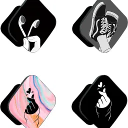 iCopertina Pack Of 4 Black Pink Korean Heart and Patterns Mobile Holder-image-44