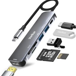 Verilux 6 In 1 Type C Hub 4k 30hz Pd 87w Charger Port Hub Hdmi Usb Hub 3 0 Usb Hub 4K@30Hz HDMI, PD 55W, USB 3.0/2.0 Ports, SD/Micro SD Card USB Hub-image-29