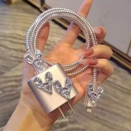 Micvir Charger Cover for iPhone 18W-20W Charger, 3D Cartoon Design Soft Heart, Spiral Cable Protector-image-91