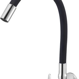 SmartBuy Vignet Flexible Sink Faucet With 360 Degree Black Silicone Swivel Spout (Single Flow Function) Hot OR Cold Water With Wall Flange Pillar Tap Faucet-image-74