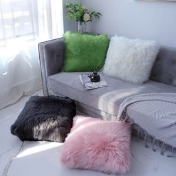 Set of 4, Microfiber Material, Fur Cushion Pillow for Sofa/ Cars Microfibre Solid Lumbar Pillow Pack of 4-22