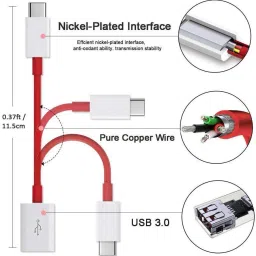 Orionis USB Type C Cable 0.15 m PVC USB Type C Cable 2 A 0.15 m Type C OTG Cable image 5