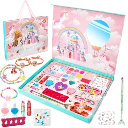 Girls Makeup Set Makeup Set for Kids Real Makeup Plus Nail Art Set and Bracelets-image-9