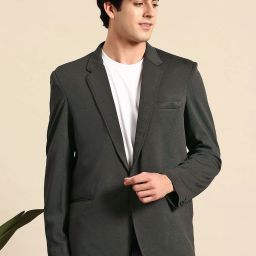 Men Solid Single Breasted Casual Blazer-image-50