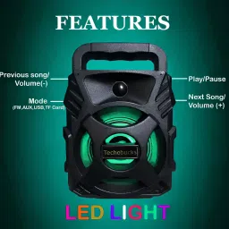 Techobucks Extra Bass Portable Design Bluetooth Speaker |3D sound| Splash proof| AUX input 5 W Bluetooth Speaker image 3