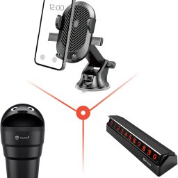 Car Mobile Holder, Car Mini Dustbin, Car Parking No Plate Combo-16