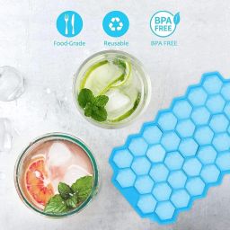 jiyancreation Ice Cube Tray Silicone for Freezer Honeycomb 32 Cavity Ice Cube Multicolor Silicone Ice Cube Tray image 4
