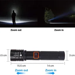 aubade M035 (ZOOMABLE METAL LED TORCH) 5 Modes Flashlight, Super Bright 25W LED Light Torch image 4