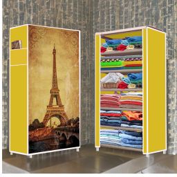 6 Shelf Foldable Collapsible Wardrobe Storage Organizer Almirah Cloth Rack PP Collapsible Wardrobe-image-41