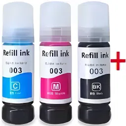 NNPRO Ink Refill for 001 , 003 , L3200 , L3210 , L3211 , L3215,L3216,L3250,L3252 Black + Tri Color Combo Pack Ink Bottle-2