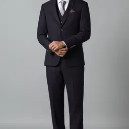 louis philippe Men Men Black Slim Fit Textured Formal Three Piece Suit Solid Suit-picture-11