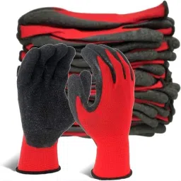 Red Black Nylon Shell With Black Crinkle Latex Palm Coated (Pack of 2 Pair) Synthetic, Nylon Safety Gloves-image-34