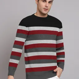 natris Men Striped Round Neck Multicolor Sweater-picture-23