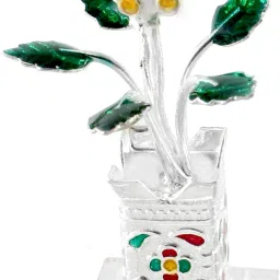 pure silver tulsi plant for pooja and gifting purpose (wt. 8 gms) Decorative Showpiece-5 cm-image-79