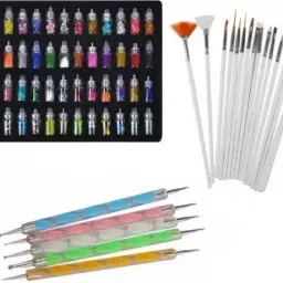 48 Bottles 3d Nail Art Set, 5Pc Double Side Dotting Pen, 15Pcs Nail Art Brush Decoration Tool - Combo 68 Pcs-33