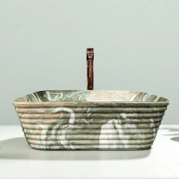 Designer Ceramic Washbasin With Waste Coupling & Pipe Set (20x15x6.5)(M-1075) Table Top Basin-image-30