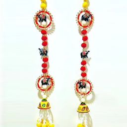 Ethnic Elephant Design Wall Hanging with Red Beads & Bells Toran-image-88
