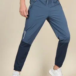 Men Colorblock Blue Track Pants-image-56