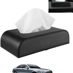 Tissue Holder Black Leatherite/Include Tissue/Save Space For Home/Car/Office-192 Vehicle Tissue Dispenser-picture-2