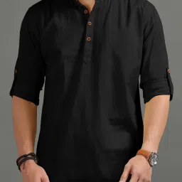 Men Solid Cotton Blend Straight Kurta-image-60