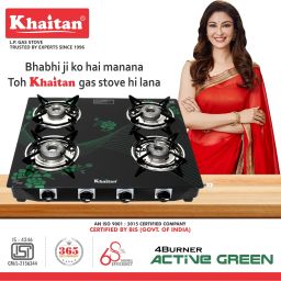 4 Burner Active Forge Green Toughened Glass Manual Gas Stove-image-48