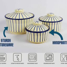 renhomz Serving Donga Set of 3 with lid |Casserole Set | Container, Dish Serving Set image 3